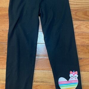Limited Too Black Leggings with Rainbow Fox Heart